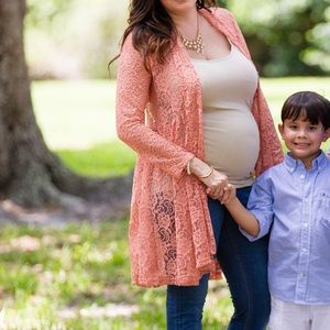 Peach colored Shear Cardigan